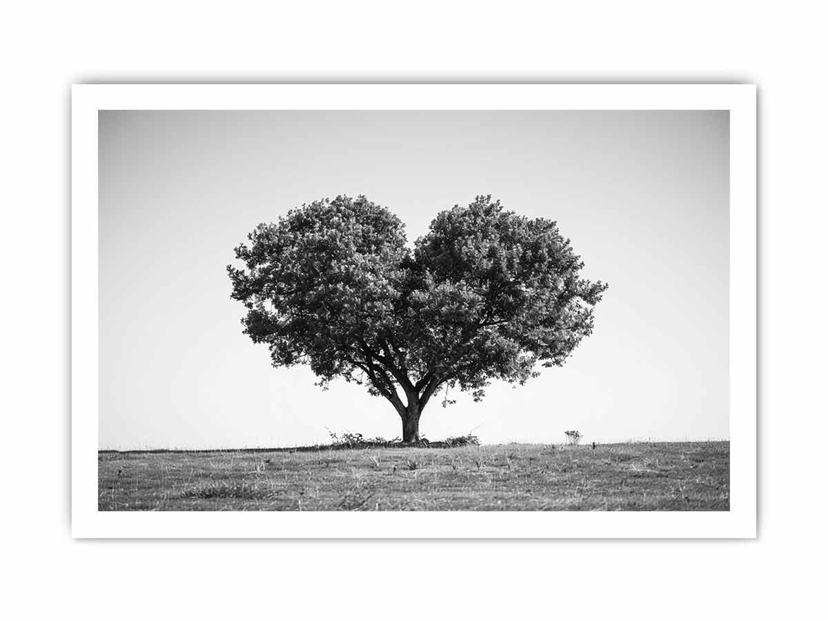 Tree Heart  Black and white Photography Canvas Art Print