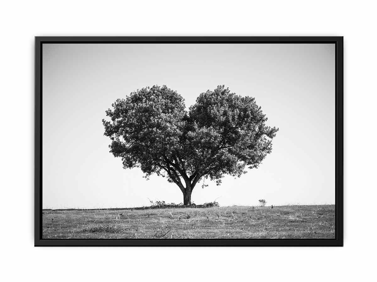 Tree Heart  Black and white Photography Canvas Art Print