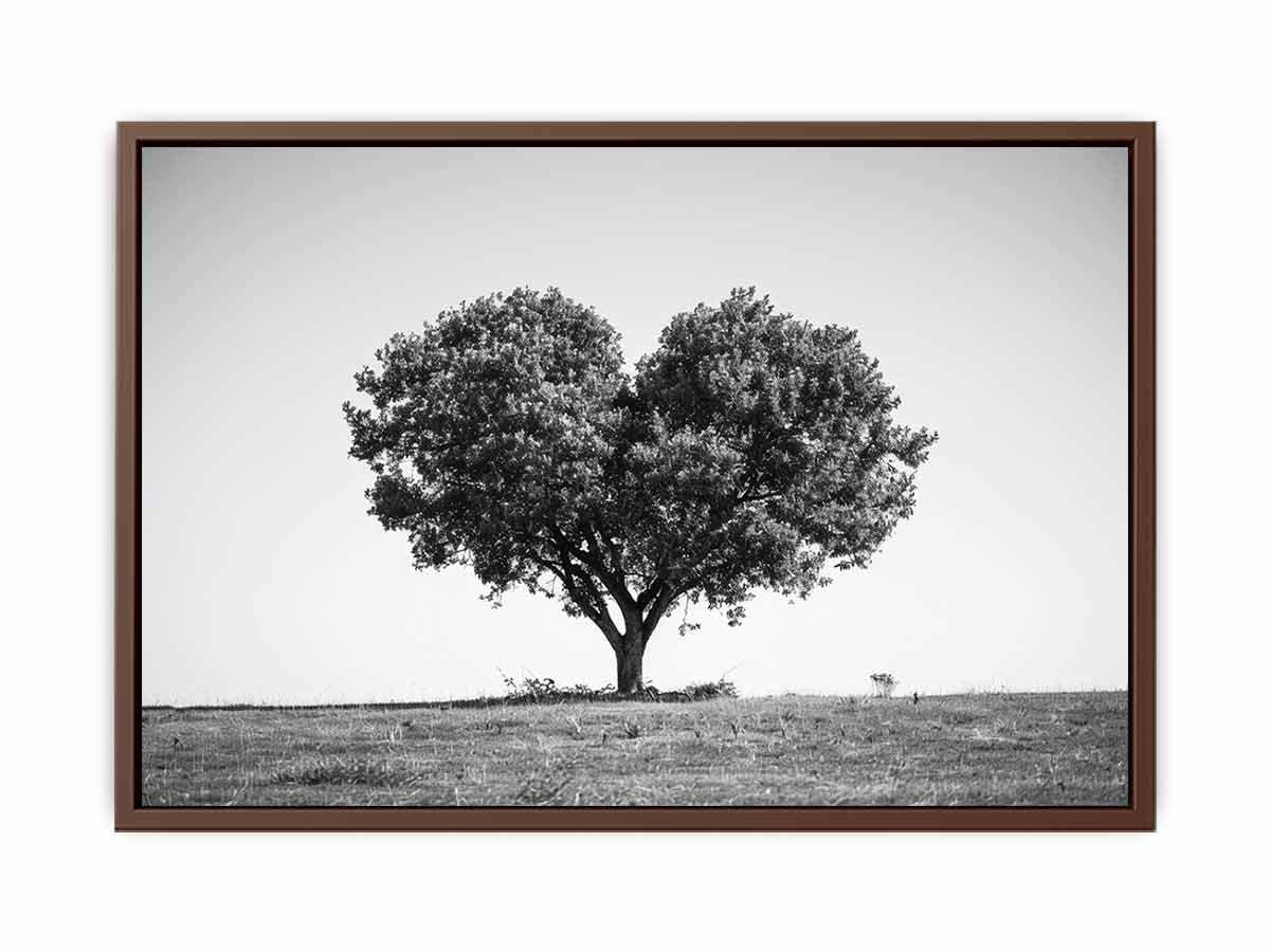 Tree Heart  Black and white Photography Canvas Art Print