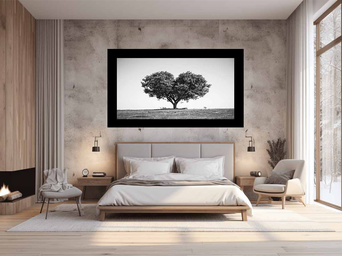 Tree Heart  Black and white Photography Canvas Art Print
