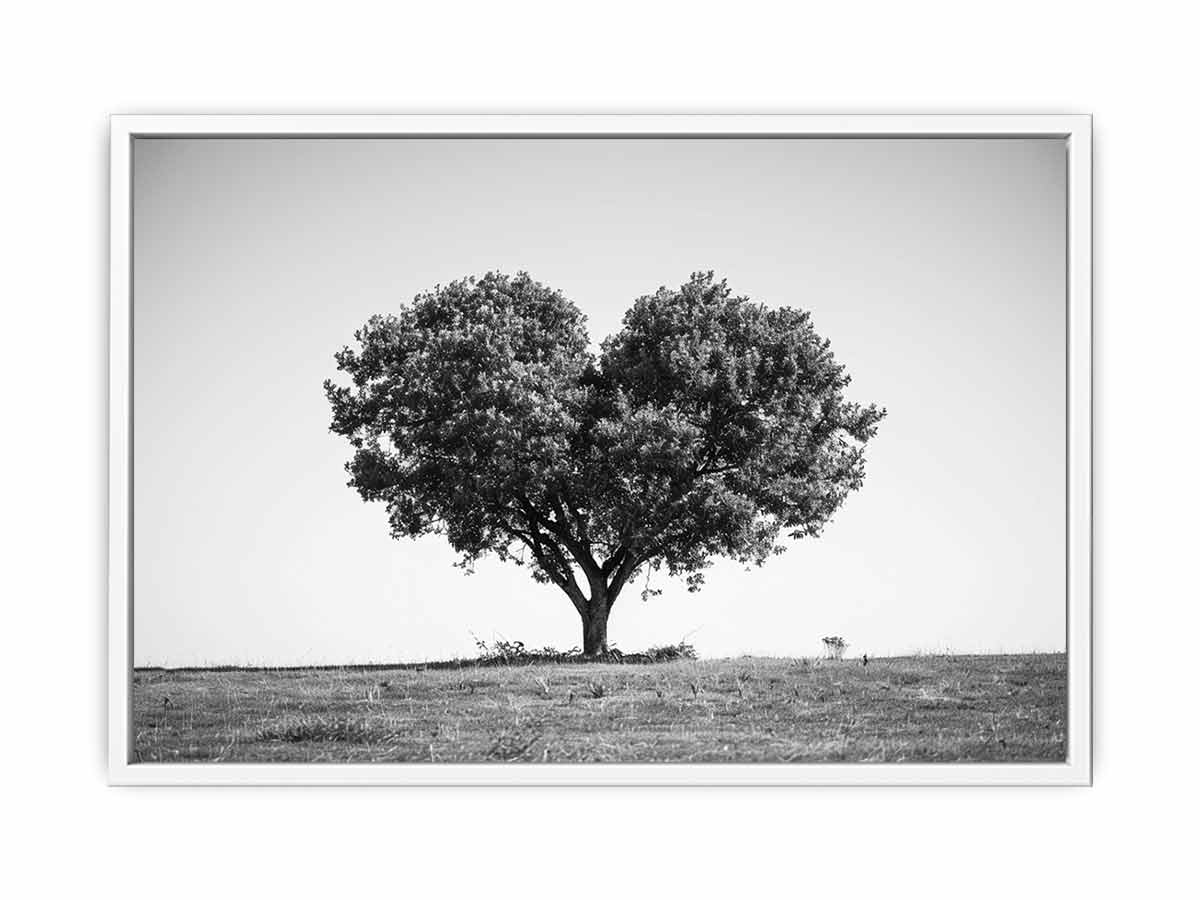 Tree Heart  Black and white Photography Canvas Art Print